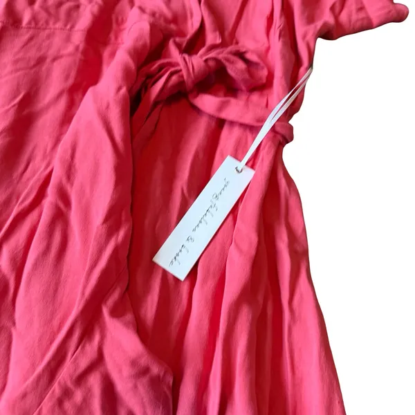 Young Fabulous & Broke Short Sleeve Wrap Dress Bold Pink Flowy Ruffle Medium NWT - Image 5