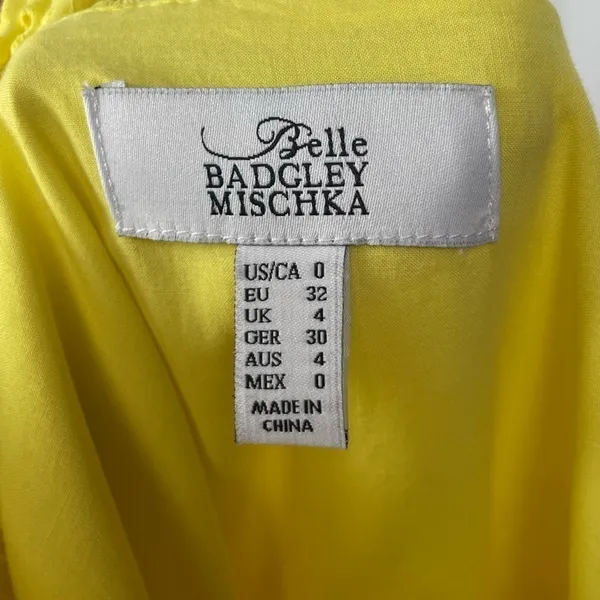 Belle Badgley Mischka Dailey Eyelet Linen Shirt Dress in‎ Yellow Size 0 - Image 7