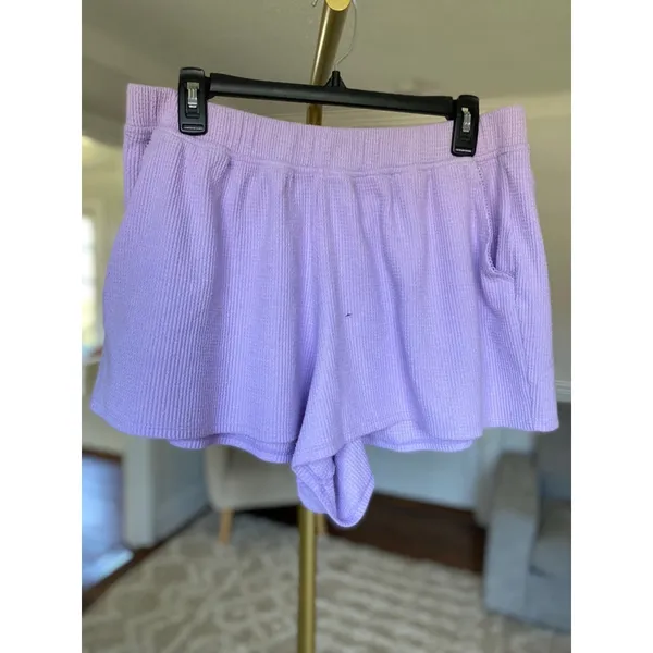 Aerie Waffle Knit Lounge Shorts Lilac Pastel Cozy Stretchy Boho Buttery Soft XL - Image 2