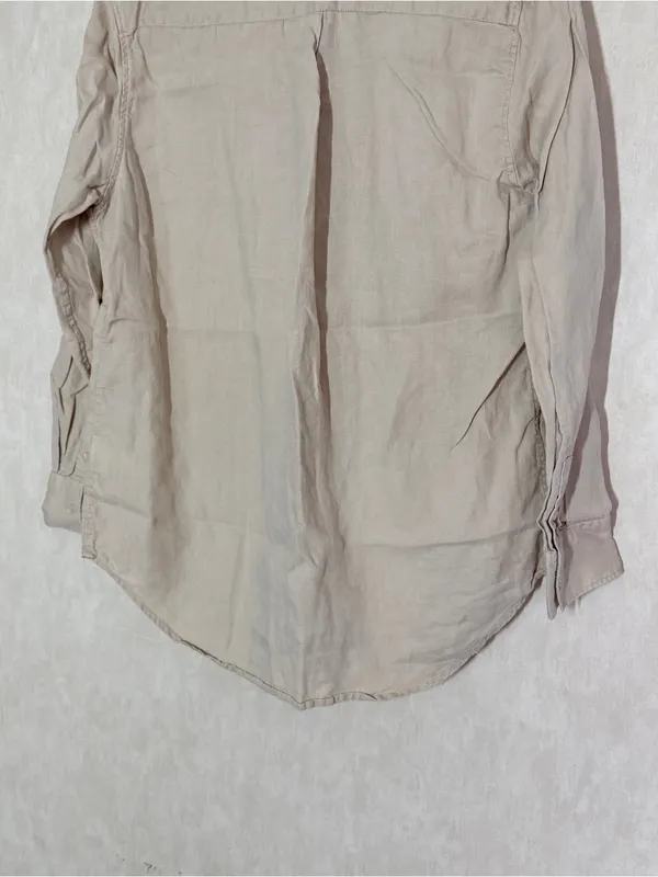Quince Women’s 100% European Linen Long Sleeve Shirt in Driftwood M - Image 9