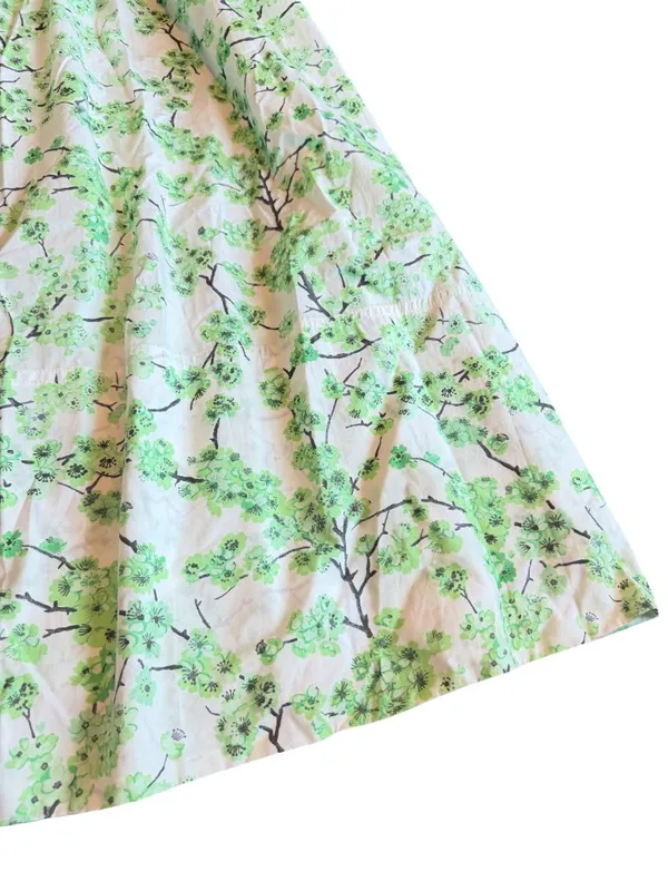 J. Crew Gathered Tank Midi Dress Lime Cherry Blossoms Smocked Cotton Size 8 NWT - Image 8