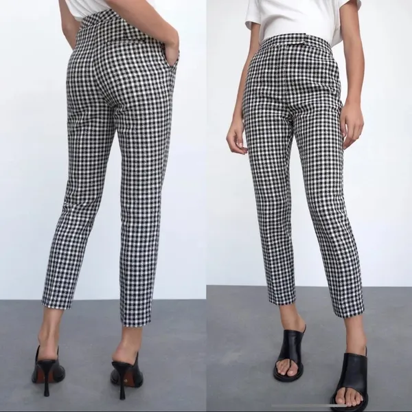 Zara black and white gingham suit pants - Image 2