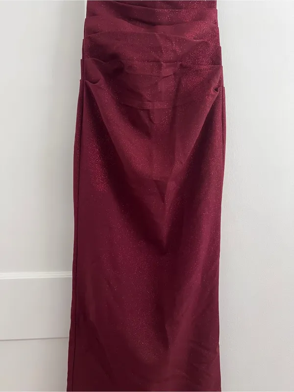 Babyboo PANDRA MAXI DRESS SPARKLE Strapless Ruched Midi dress in wine, S - Image 8