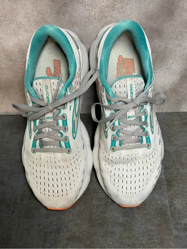 Brooks Glycerin 20 Women’s Wide Running Shoes Oyster/Latigo Bay/Coral Size 10.5D - Image 9