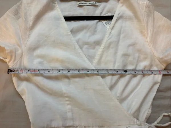 NWT Abercrombie & Fitch White Linen Blend Wrap Mini Dress Small - Image 10