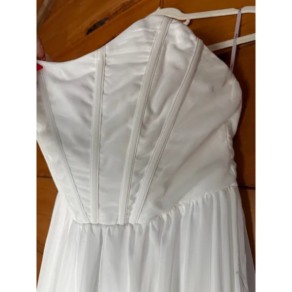 Lulus Special Moment White Strapless Bustier Dress Engagement Holiday Medium - Image 4