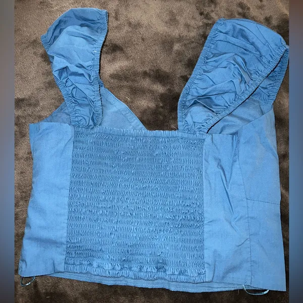 Abercrombie Cap Sleeve Poplin Top in Blue Size Small - Image 11