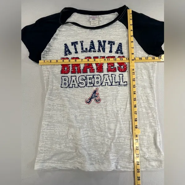 MLB Genuine Merchandise Atlanta Braves Women’s Burnout T-Shirt - Image 7