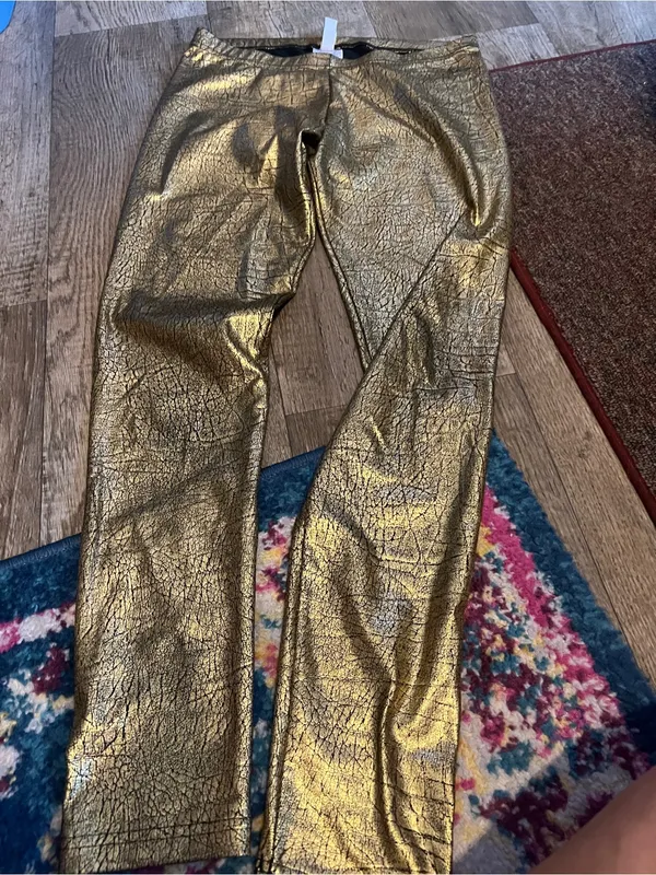 Adidas neo Gold Metallic Women’s Jeans - Shiny Statement Leggings - Image 6