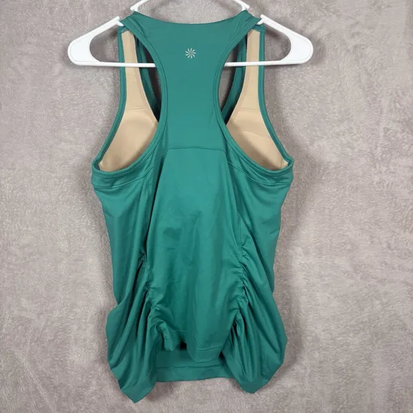 Athleta 903763 Womens Ruched Racerback Bra Tank Top Size 36DD Teal‎ Stretch Yoga - Image 2