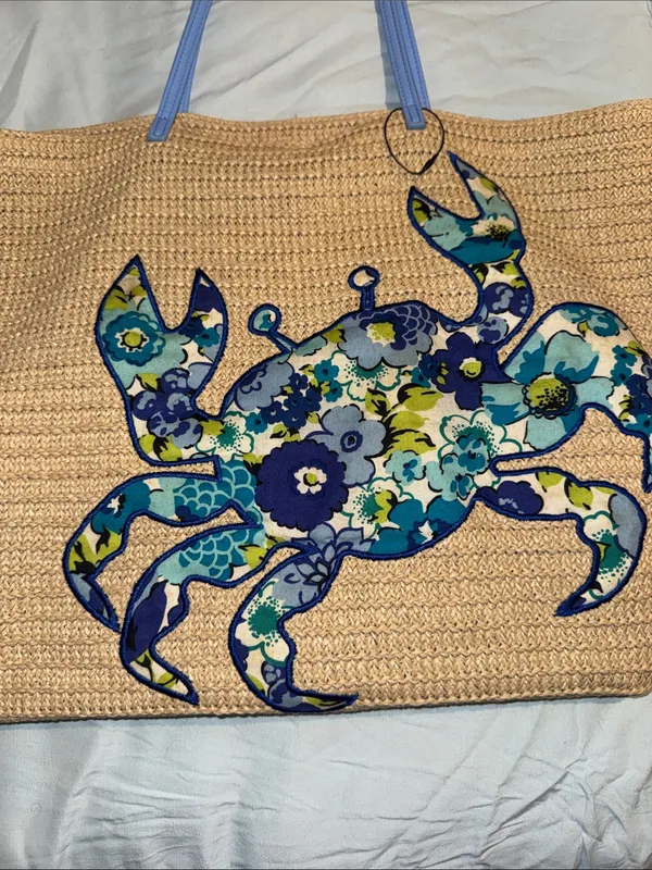 Vera Bradley Blueberry Blooms Seashore Tote Straw Tote Retired - Image 2