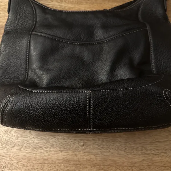 Vintage Brighton Black Pebbled Leather Python-Embossed Hobo Style Shoulder Bag - Image 14