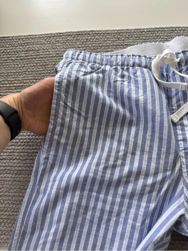 GAP Blue Striped Cotton Elastic Waist Drawstring Pajama Pants Sz Medium - Image 11