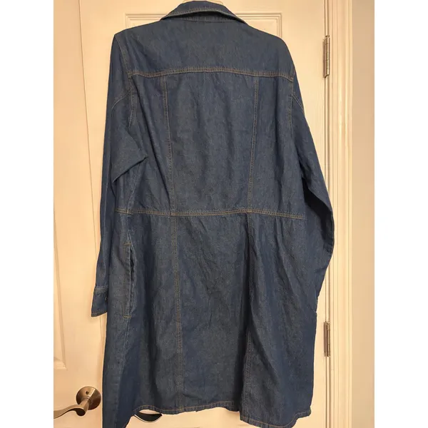Frye Womens Denim Shirt Dress Blue Long Sleeve Button Front Seamed Waist XXL - Image 6
