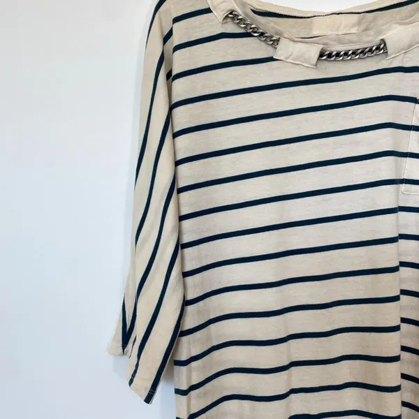Madewell Navy & White Striped Sail Away Striped Chain Neckline Tee Womens S - Image 5
