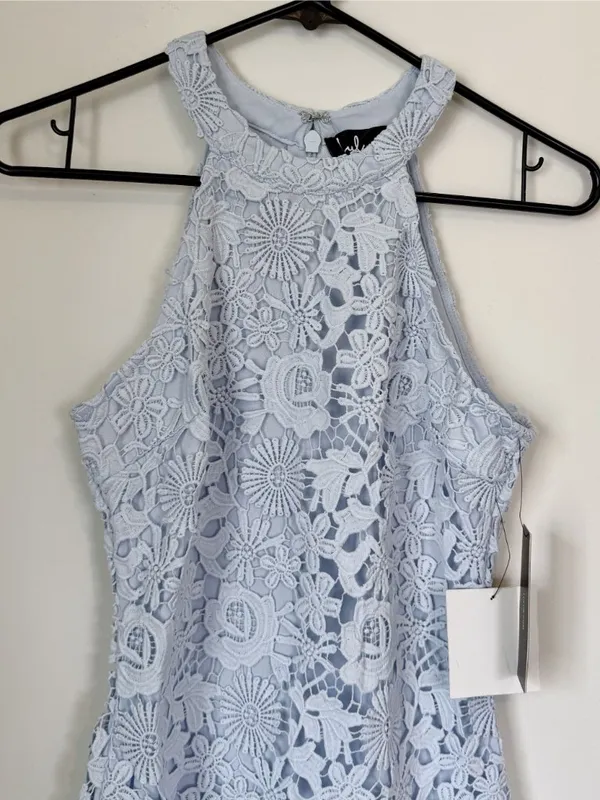 NWT Lulus Love Poem Light Blue Lace Mini Dress - Size: Small - Image 5