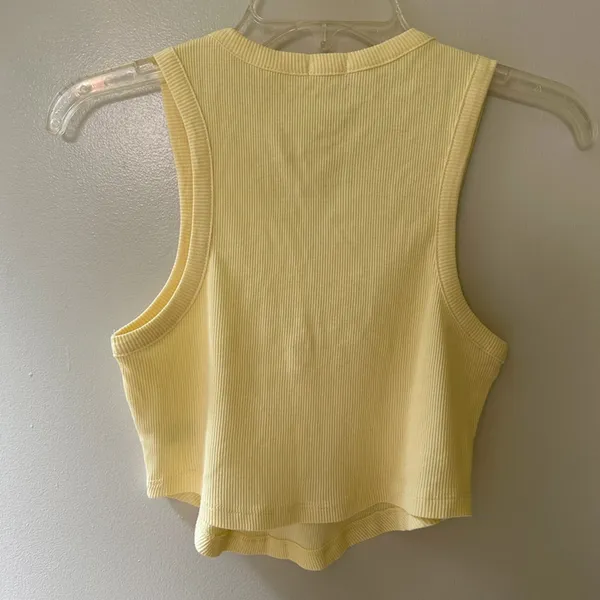 Garage butter yellow ribbed knit Henley tank top - Image 3