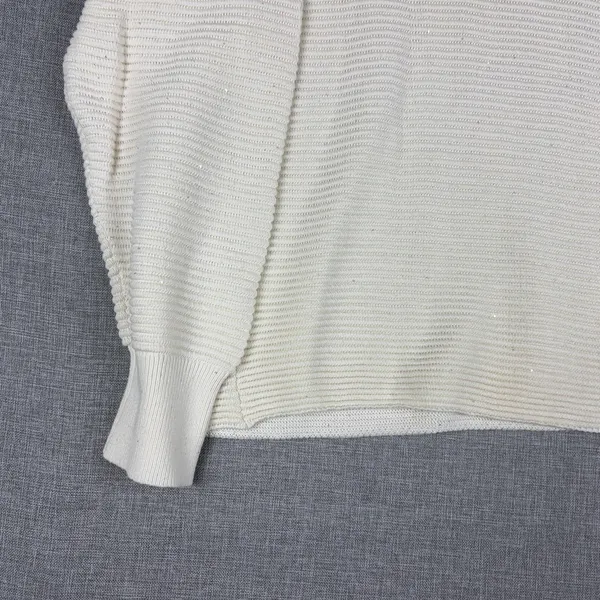 Tommy Bahama Sweater Womens L White Cotton V Neck Dolman Sleeve Knit Pullover - Image 11