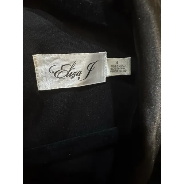 Eliza J Long Sleeve Tuxedo Maxi Gown Black Tie Wedding Size 6 Bow - Image 6