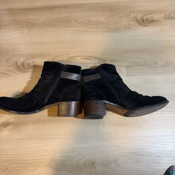 Paul Green Black Suede Size 7 Double Buckle Ankle‎ Boots Newbury 08327 Booties - Image 8