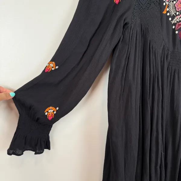 Free People Mohave Embroidered Mini Dress Women's Size Medium Black - Image 2