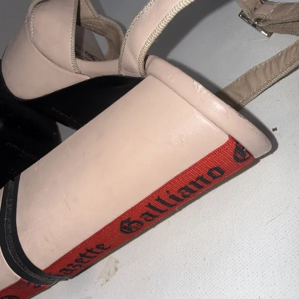 Y2K Style John Galliano Italian Leather Nude Platform Strappy Heels 38 READ‎ - Image 12