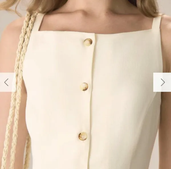 RIHOAS The Beige Boat Neck Button Mini Dress 3 - Image 4