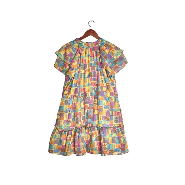 Olivia James The Label Tinsley Tiered Ruffle Hem Mini Dress In South Beach XS - Image 3