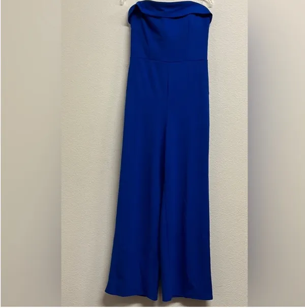 crystal sky dark blue off shoulder pantsuit - Image 2