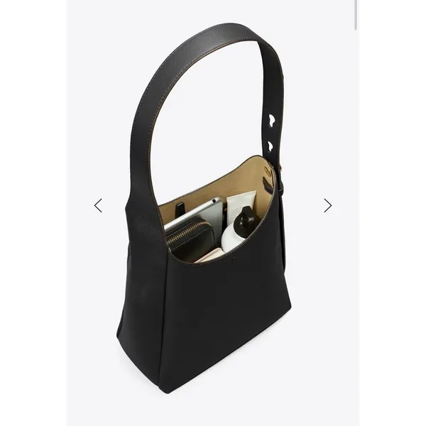 Tory Burch Romy Small Hobo Bag Pebbled Leather Crossbody Black New w/tag - Image 6
