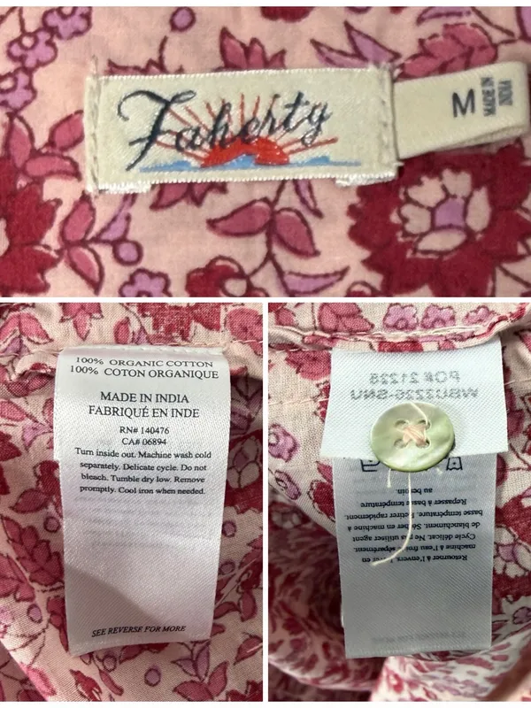 Faherty Adella Floral Jumpsuit Pink Organic Cotton Size Medium NWOT - Image 6
