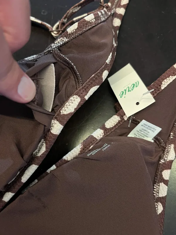 Aerie Bikini Swim Top Womens Large Brown Triangle Padded Adjustable Straps - Image 7