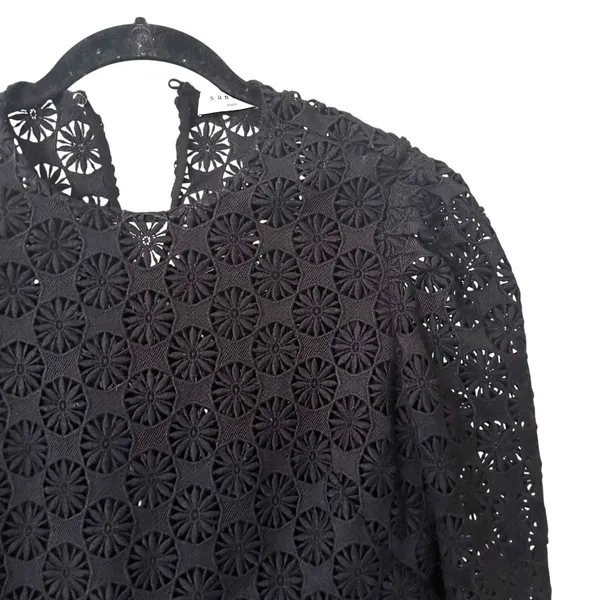 SANDRO Lace Peplum Blouse‎ Black Sz 2 (US M) - Image 4