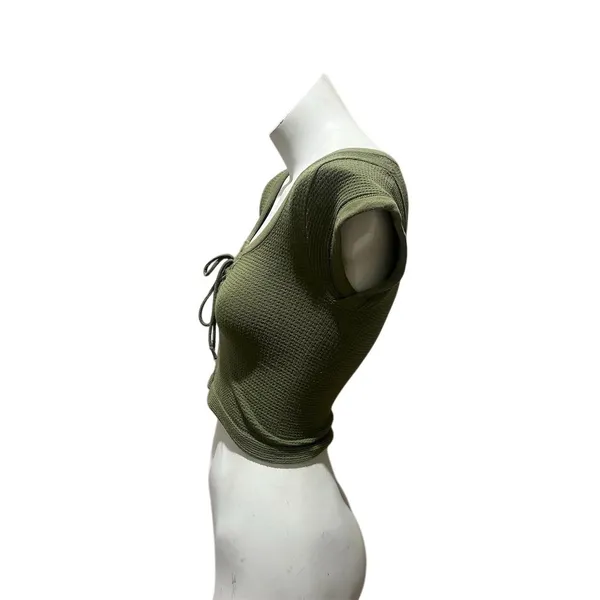 Urban Outfitters Out From Under Women's Olive Green Crop Top Short Sleeve Tee M - Image 3