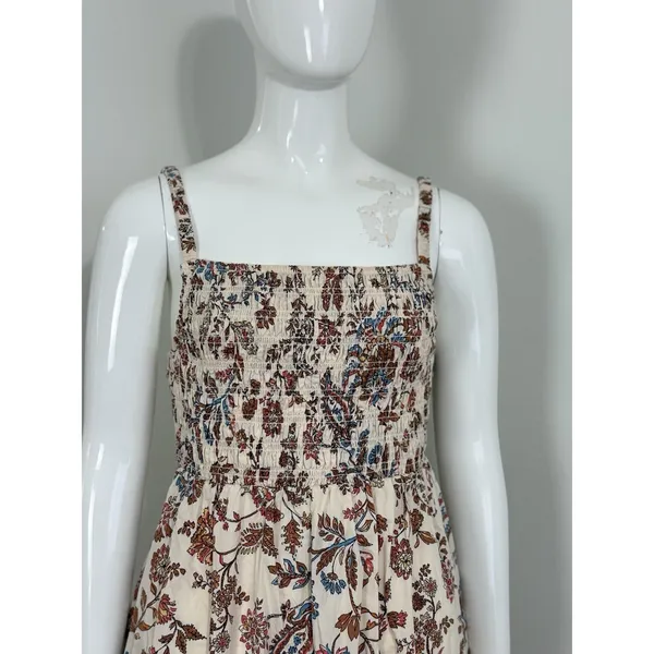 Old Navy Women’s Paisley Floral Cotton Poplin Smocked Cut-out Midi Dress Boho S - Image 3
