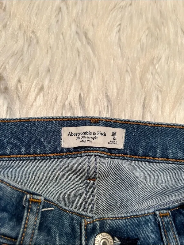 Abercrombie & Fitch Womenm Size 26/2 Long The 90's Straight Mid Rise Jean Medium - Image 10