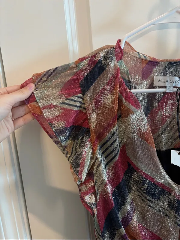WILLA STORY erin dress multi color shimmer‎ size small - Image 8