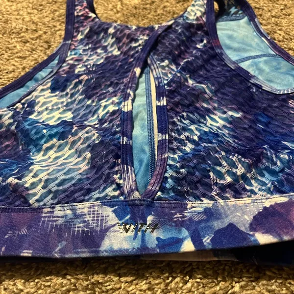 Peloton X WITH Blue Moves High Neck Sports Bra & Reversible Leggings Medium‎ - Image 7