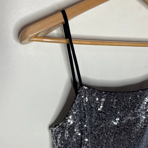 Lulus Loves the Spotlight Silver Sequin Lace-Up Mini Dress size L - Image 7