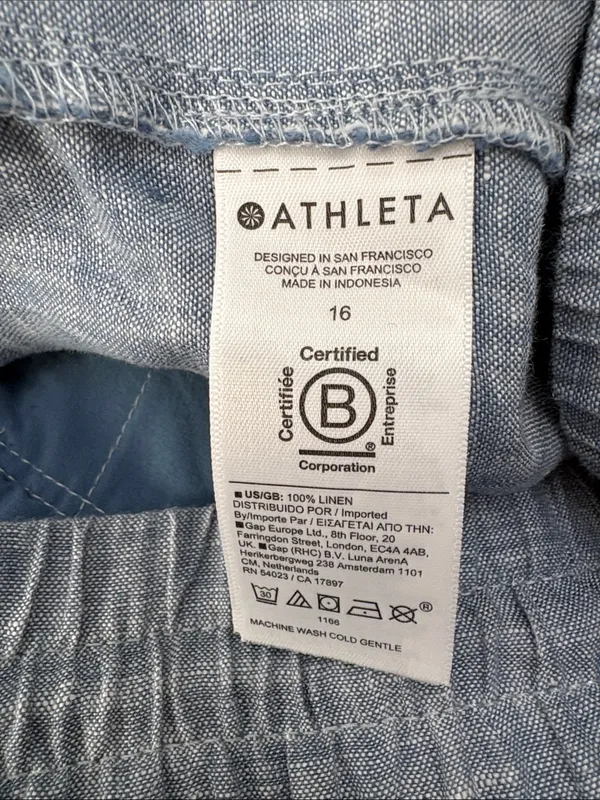 Athleta Retreat Linen Jogger Pants Women Size 16 Blue #531704 - Image 6
