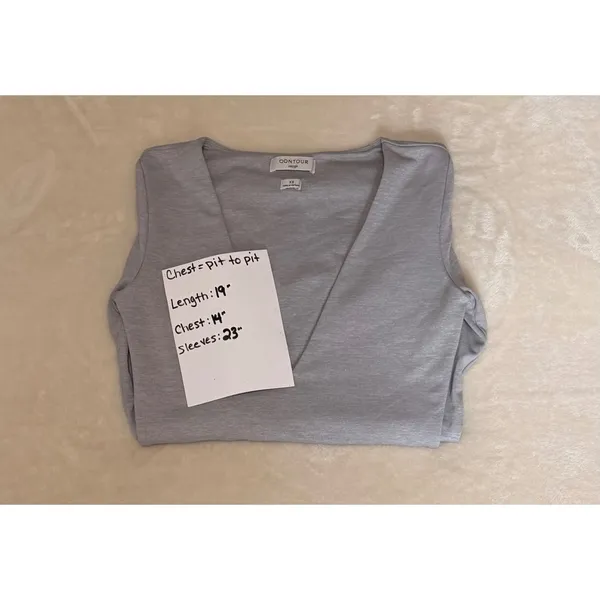 Aritzia Contour New V-Neck Longsleeve Top Heather Chrome Top Gray XS Extra Small - Image 6