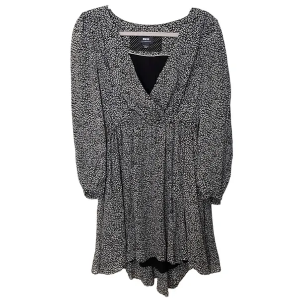 Maeve Anthropologie Dress Women Black White Leopard Print‎ Mini V-Neck Excellent - Image 3