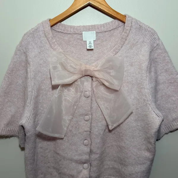 H&M Bow Detail Knit Cardigan Sweater Cottagecore - Image 3