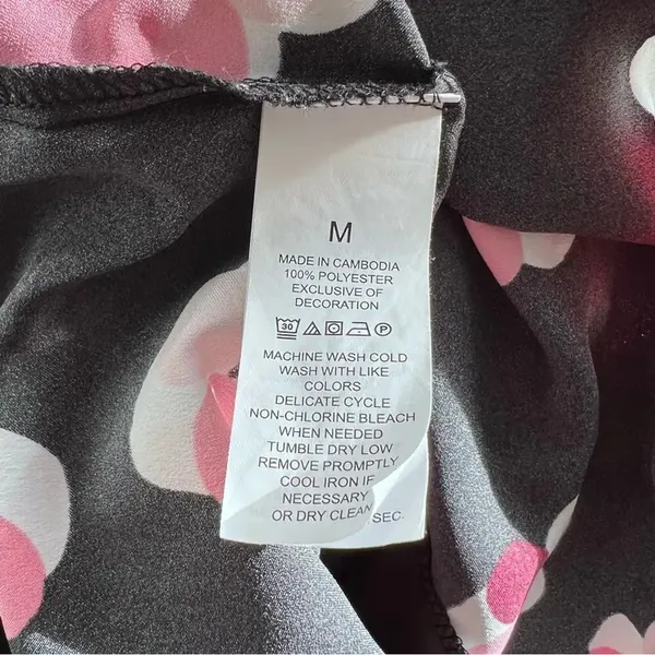 Kate Spade‎ Women's Satin Black Pink Floral Print PJ Top - Image 6