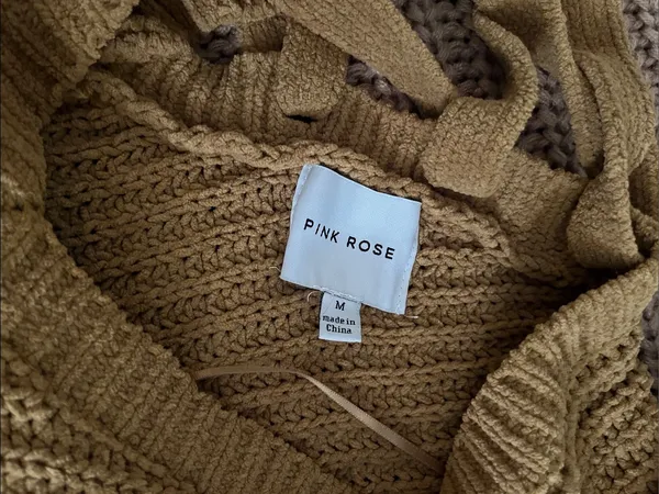 Pink Rose Olive V-Neck Knit Sweater with Strappy Back - Image 2