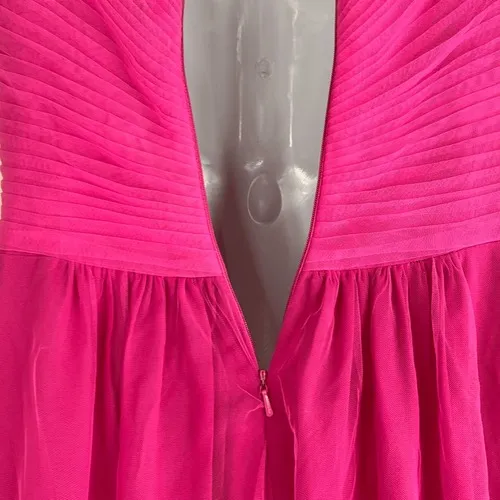 JJs House Hot Pink Formal Ballgown Dress Hi Low Beaded Cap‎ Sleeves Barbie Prom - Image 8