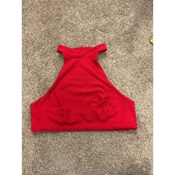 & Other Stories Red High Neck Halter Bikini Top Scandinavian Minimalist, sz 8 - Image 4