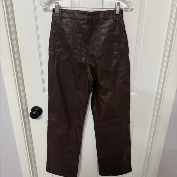 NWT GARAGE‎ Faux Leather Straight Leg Pants armadillo brown size small - Image 8