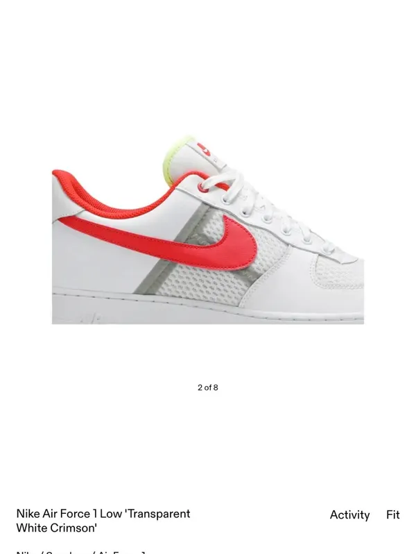 Nike Air Force 1 Low - White Crimson Size 7 Womens Worn Only Few Times Like New - Image 2