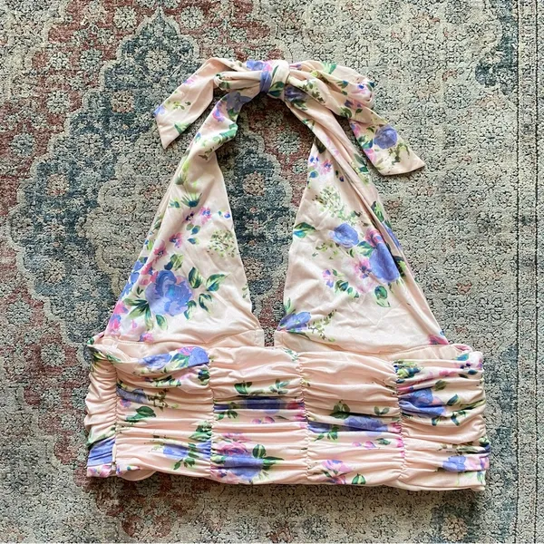 •Zara floral halter neck ruched top NWOT• Size XL - Image 7